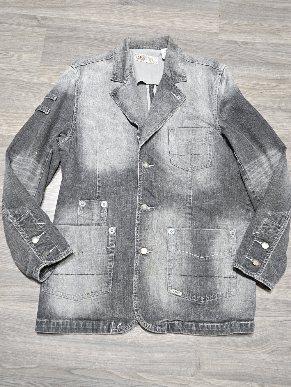 Washed Black Denim Blazer Jacket - Men's Size Medium Enyce
